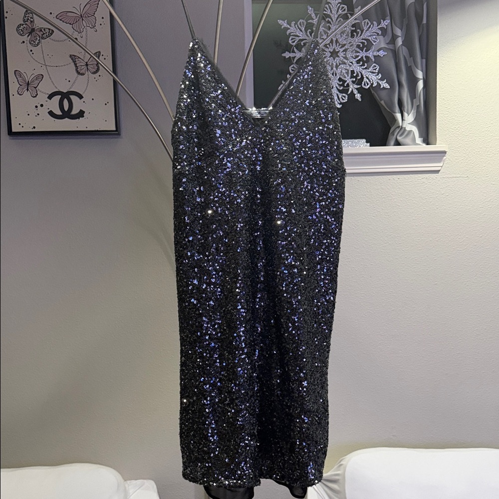 Zara Black Sequin Mini Dress